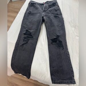 Signature8 Washed Black Distressed Straight Jeans